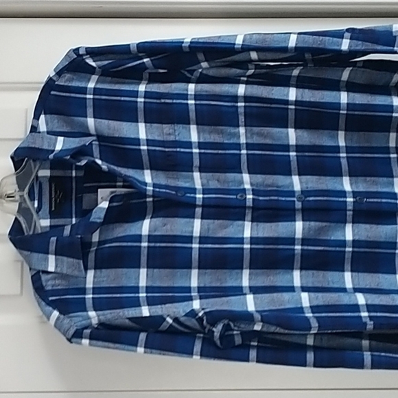 Banana Republic Standard Fit Button Front Blue Plaid Shirt M - Picture 8 of 14